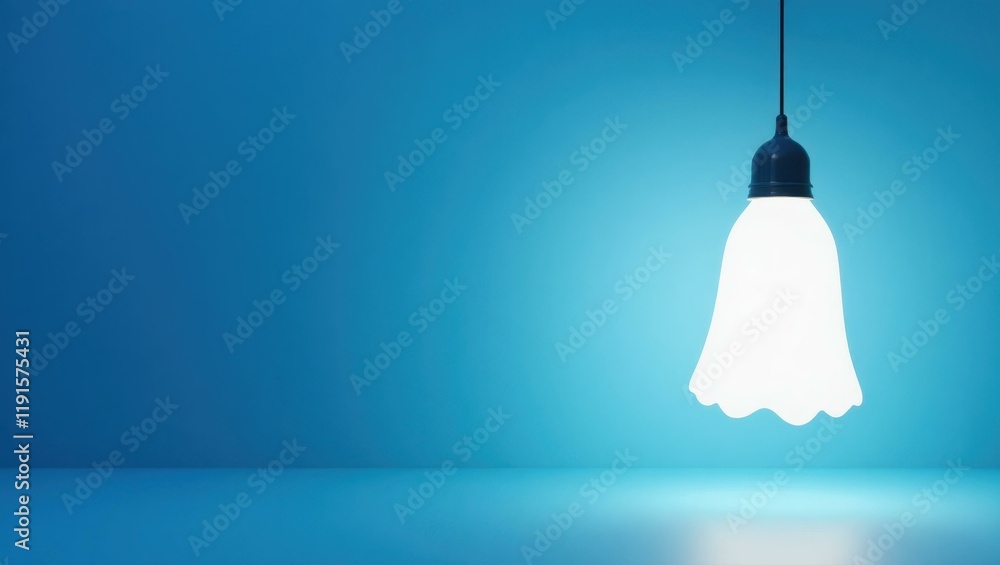Poster ghostly gray creepy lantern on right. soft white background. copy space for text, 3d render ai gener