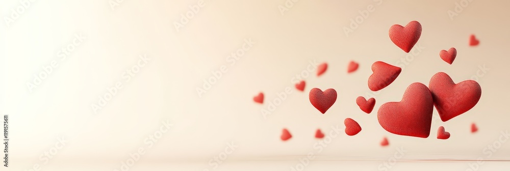 Aufkleber red hearts floating on a warm background, creating a romantic atmosphere perfect for valentine's day