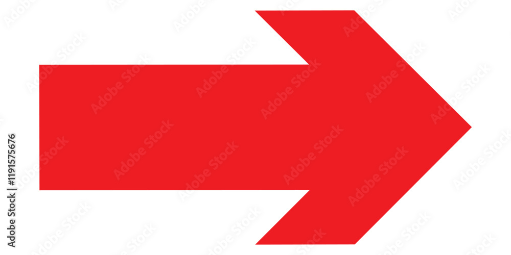 Poster long red arrow icon vector pointing right. arrow shape element. bold arrow icon. large size red long