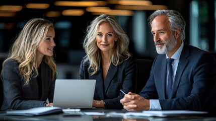 Professional meeting with caucasian adults discussing strategies