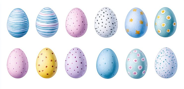 Watercolor clipart illustration of an Easter egg with a plain background