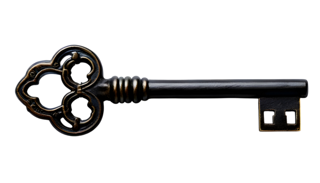 Antique key  isolated on transparent background