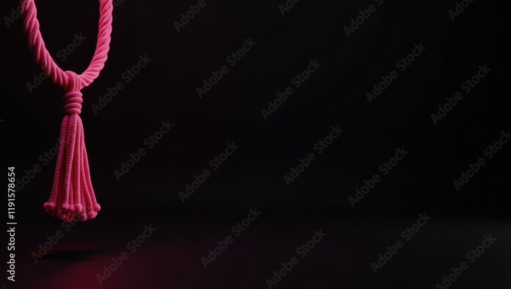 Poster magenta jump rope on left. soft orange background. copy space for text, 3d render ai generated desig