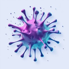 Graphical representation of a minimalistic virus in vibrant colors on a light background. Generative AI