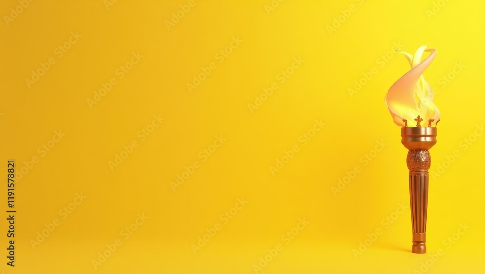 Poster bronze liberty torch on left. soft red background. copy space for text, 3d render ai generated desig