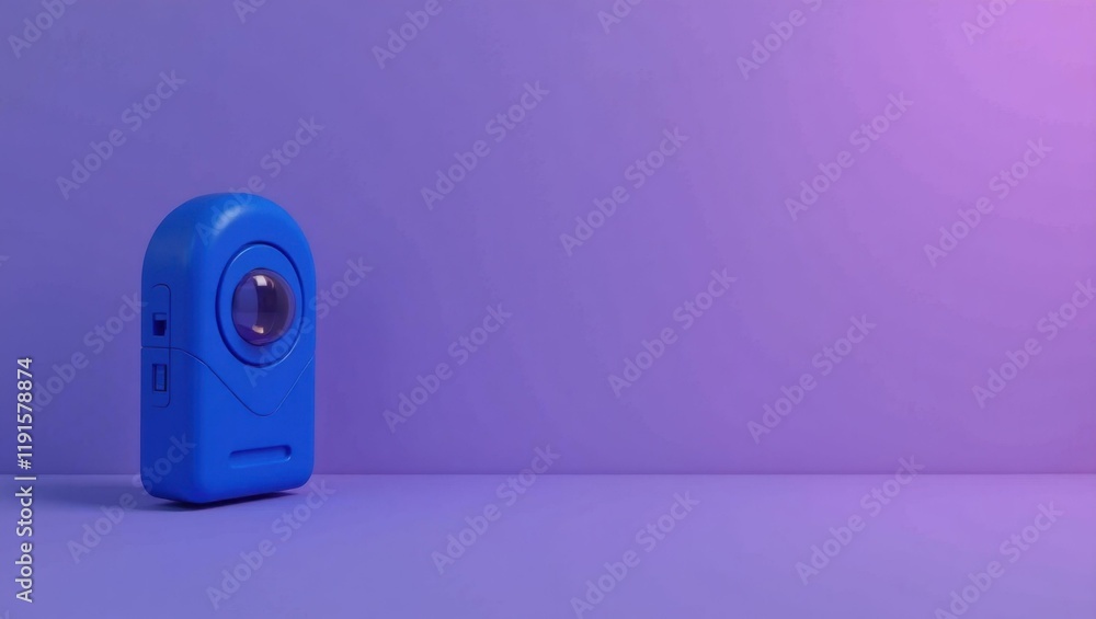 Poster cobalt blue lie detector on right. soft blue background. copy space for text, 3d render ai generated