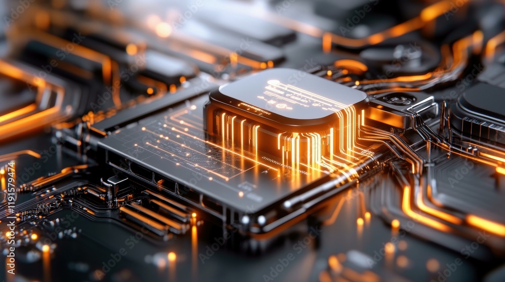 Aufkleber glowing circuit board with advanced microchip technology