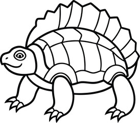 Archelon-turtle line arts with white background 