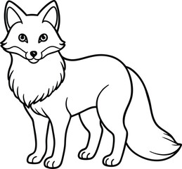 Arctic fox line arts with white background. 