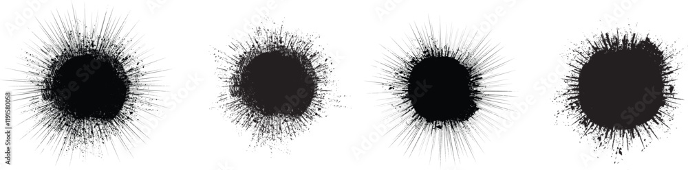 Poster collection of ink splashes for explosion effect .set of black spray paint effect. place stains and s