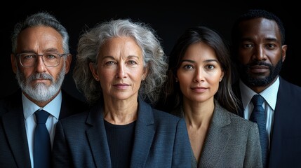 Diverse professional team portrait: mature and young adults of various ethnicities