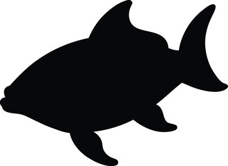 Asian carp line arts with white background. Vector illustration of a isolated silhouette of carp fish on white background.