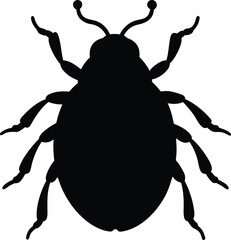 Vector Illustration of Beetle Silhouette. Asian cockroach line arts with white background 