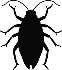 Vector Illustration of Beetle Silhouette. Asian cockroach line arts with white background 