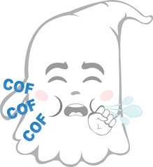 vector illustration character ghost cartoon, coughing air with a COF COF text