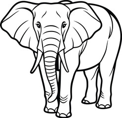 Elephant  line arts with white background. Elephant, one line continuous. Line art Elephant. Hand drawn vector art.