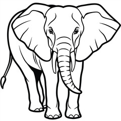 Elephant  line arts with white background. Elephant, one line continuous. Line art Elephant. Hand drawn vector art.