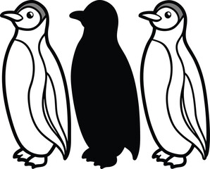 Naklejka premium Penguin line arts with white background . Penguin continuous one line drawing vector illustration. 