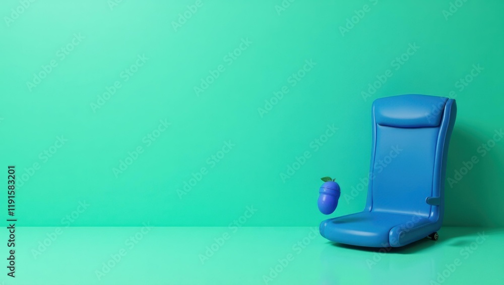 Poster cobalt blue lie detector on right. soft blue background. copy space for text, 3d render ai generated