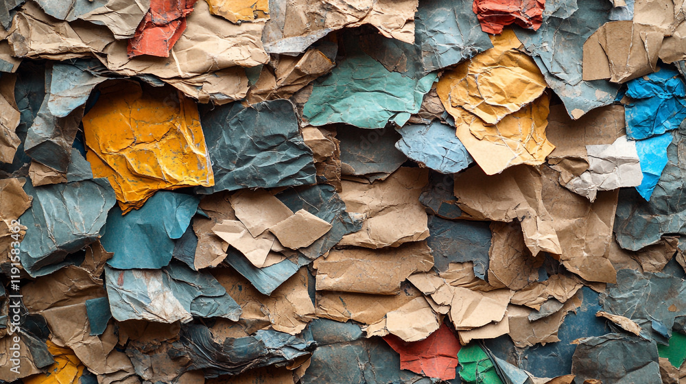 Poster colorful layers of textured paper create an abstract background for design projects