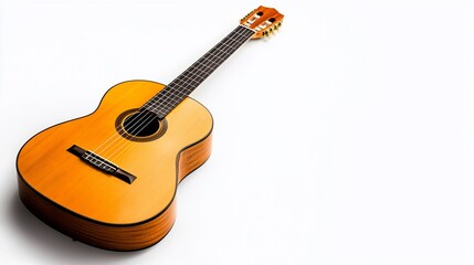Naklejka premium Classic wooden acoustic guitar isolated on white background.