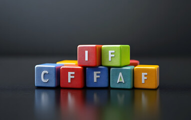 Colorful Alphabet Blocks on Black Background - Education and Play Concept