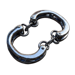 Metal Handcuffs Isolated on White Background Isolated on transparent background