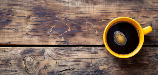A cup of coffee sitting on top of a wooden table
