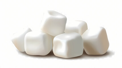 Group of white fluffy marshmallows isolated on transparent background. ideal for dessert recipes, snacks, and sweet-themed designs. Treetide. Illustration