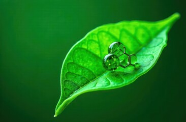 Green leaf with biochemical structure