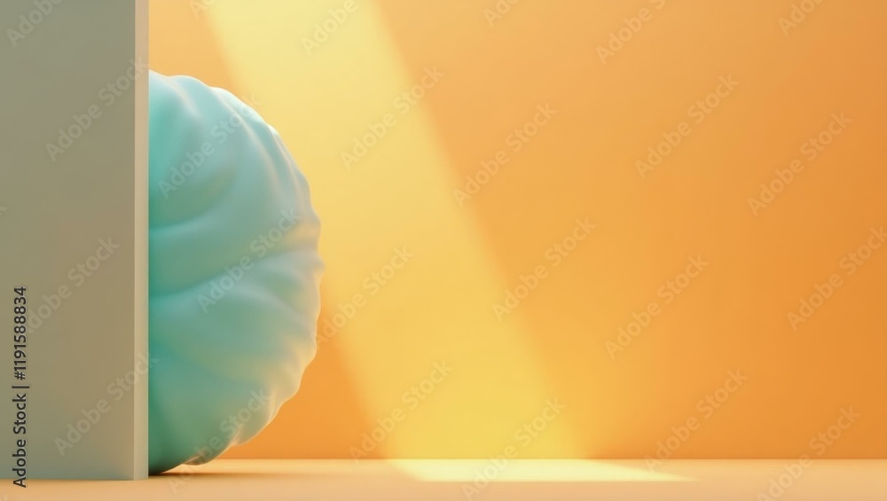 Poster aquamarine astromech droid on right. soft white background. copy space for text, 3d render ai genera
