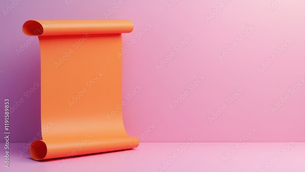 Poster tangerine carousel horse on right. soft red background. copy space for text, 3d render ai generated 