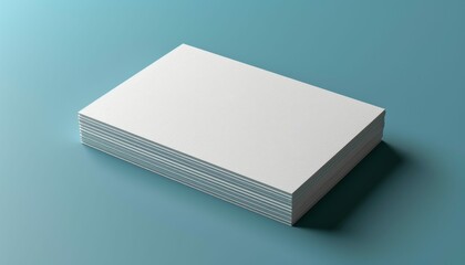 A stack of white paper is on a blue background