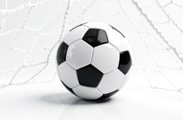 soccer ball in the net on a white background