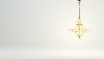 Sparkling diamond chandelier on right. Elegant vintage gold chandelier