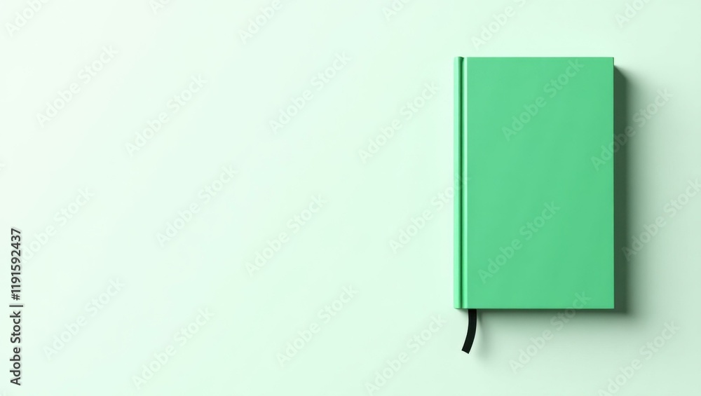 Poster emerald green briefcase on right. soft black background. copy space for text, 3d render ai generated