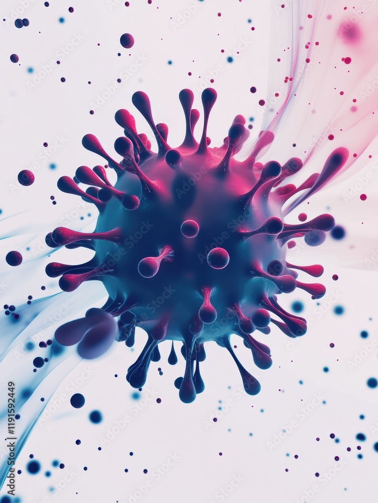 Fototapete graphical representation of a minimalistic virus design in vibrant colors showcasing abstract shapes