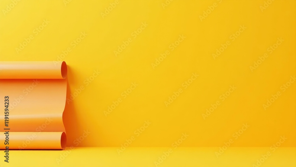 Poster tangerine carousel horse on right. soft red background. copy space for text, 3d render ai generated 