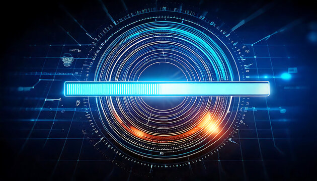 Stunning futuristic digital loading bar graphic.  Perfect for illustrating progress, technology, innovation, or data processing concepts.