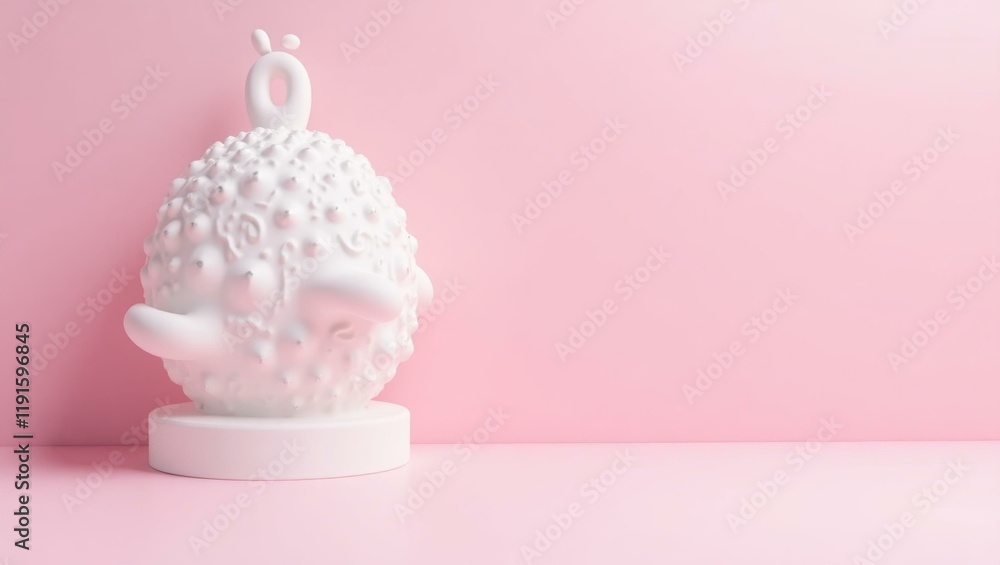 Poster arctic white streaming device on left. soft coral background. copy space for text, 3d render ai gene