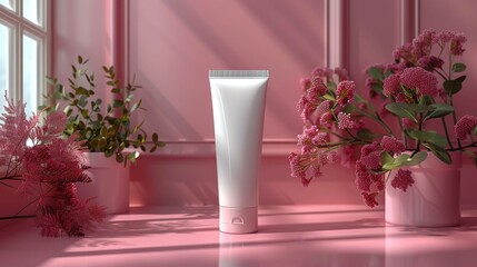 cosmetic lotion cream tube with a flip cap mockup template