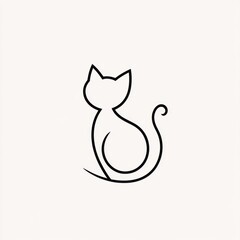 Minimalist cat line art, white background, logo design
