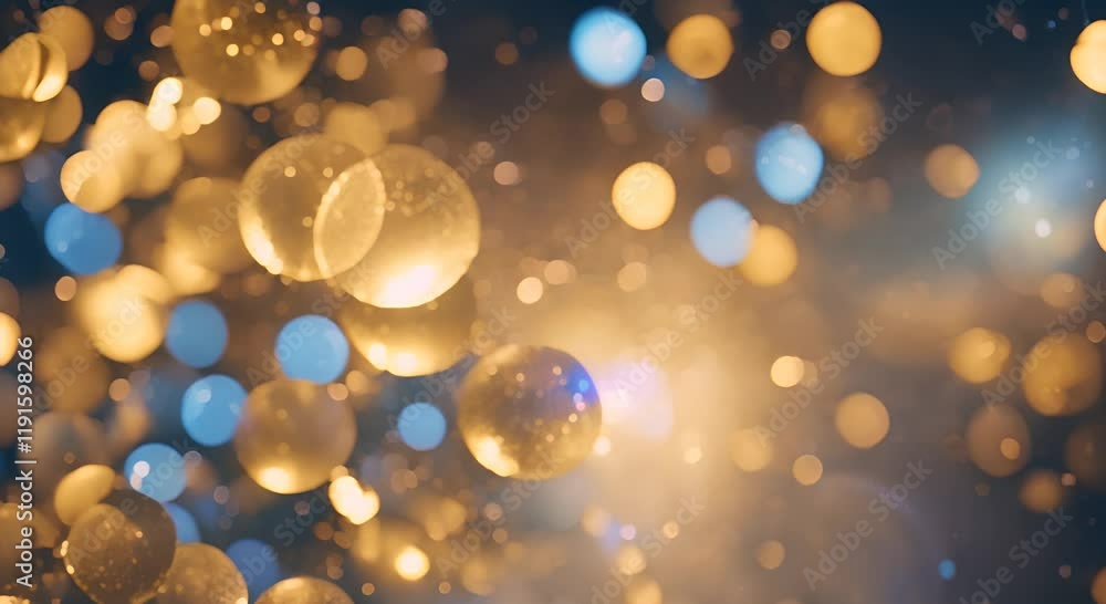Poster a mesmerizing display of blue and gold bokeh lights creating an abstract dreamy background with a fe