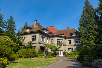 Pittock Mansion, a French Renaissance-style historic chateau opened to public in the Portland, Oregon, USA.