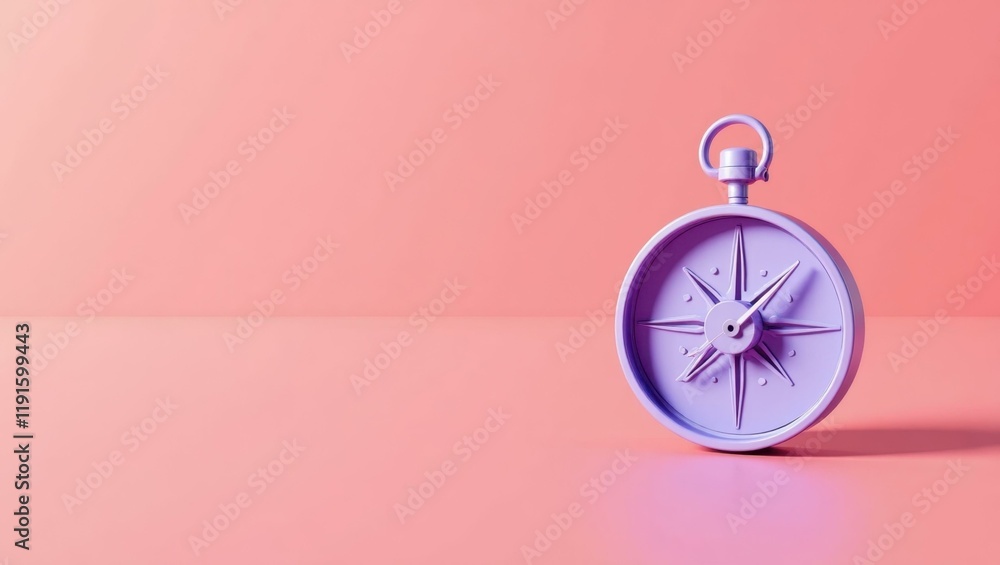 Poster violet compass on right. soft red background. copy space for text, 3d render ai generated designer e