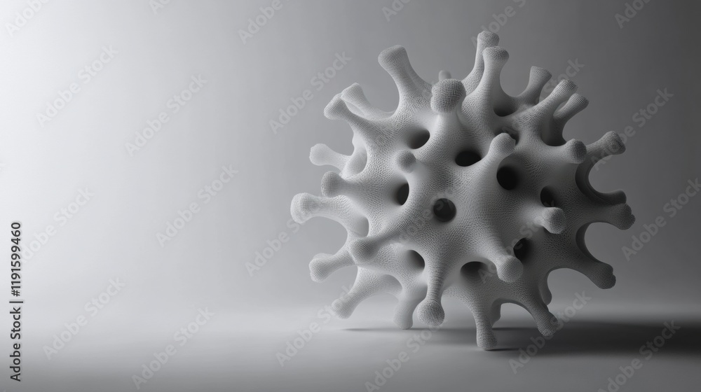 Fototapete minimalistic representation of a virus showcasing intricate design against a plain background. gener