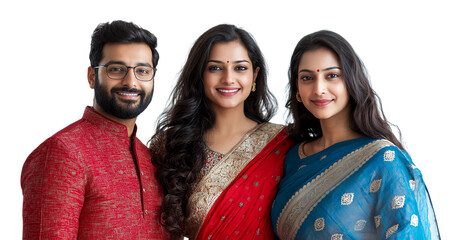 Young Indian business professionals posing in a mix of formal and traditional attire, blending modern professionalism with cultural heritage. Concept of Young and confident Indian talent 