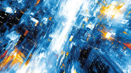 skyscrapers in white and blue with geometric tower patterns and a perspective view symbolizing modern architecture, finance, and corporate business designs for brochures and templates