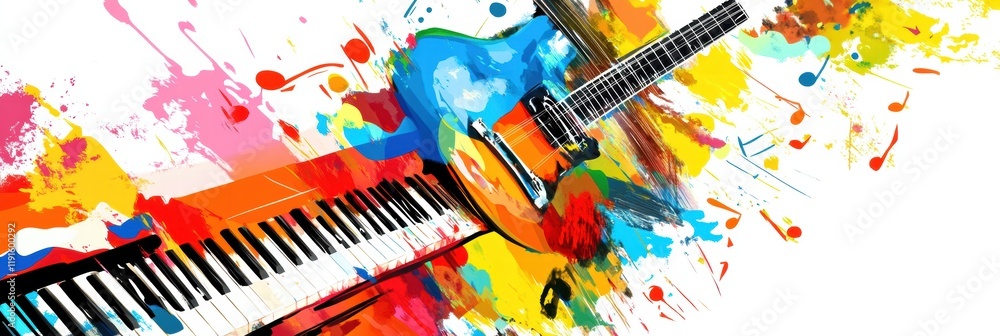 Leinwandbilder creative energy flows through colorful musical instruments and vibrant notes in a lively artistic ex