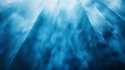 skyscrapers in white and blue with geometric tower patterns and a perspective view symbolizing modern architecture, finance, and corporate business designs for brochures and templates